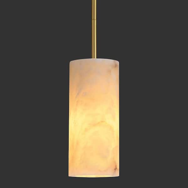 72.8 in. H 1-Light Adjustable Kitchen Island Pendant Light, Brass Alabaster Pendant Light, for Living room, Bedroom