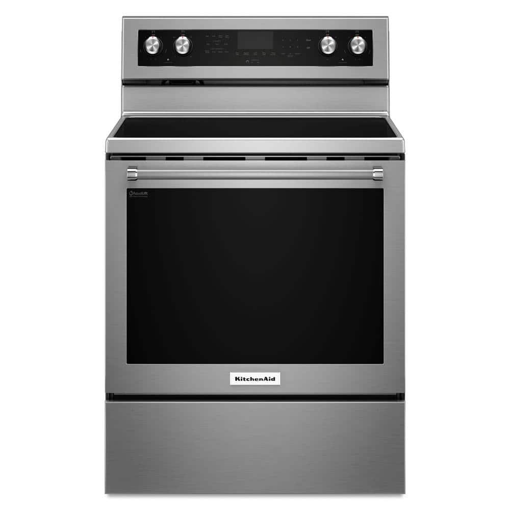 KitchenAid 6.4 cu. ft. Electric Range with Self-Cleaning Convection Oven in Stainless Steel, Silver
