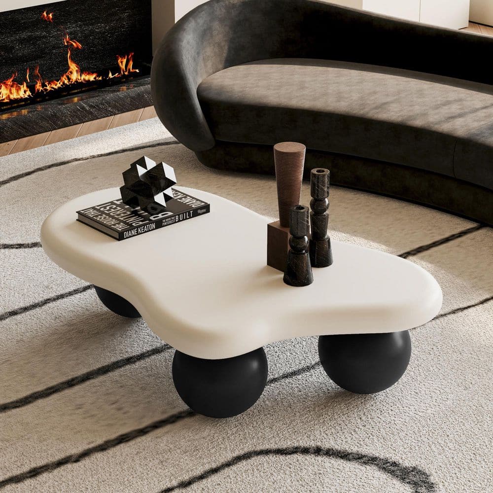 Noble House Jorian 40 in. Modern White Specialty Shaped MDF Wood Top ...