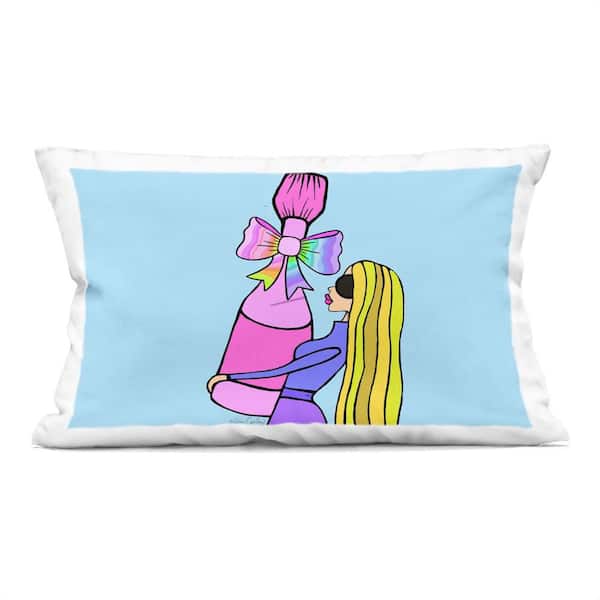 Stupell Industries Bold Fashionista with Wine Bottle Pink Abstract Polyester 14 in. X 20 in. Throw Pillow