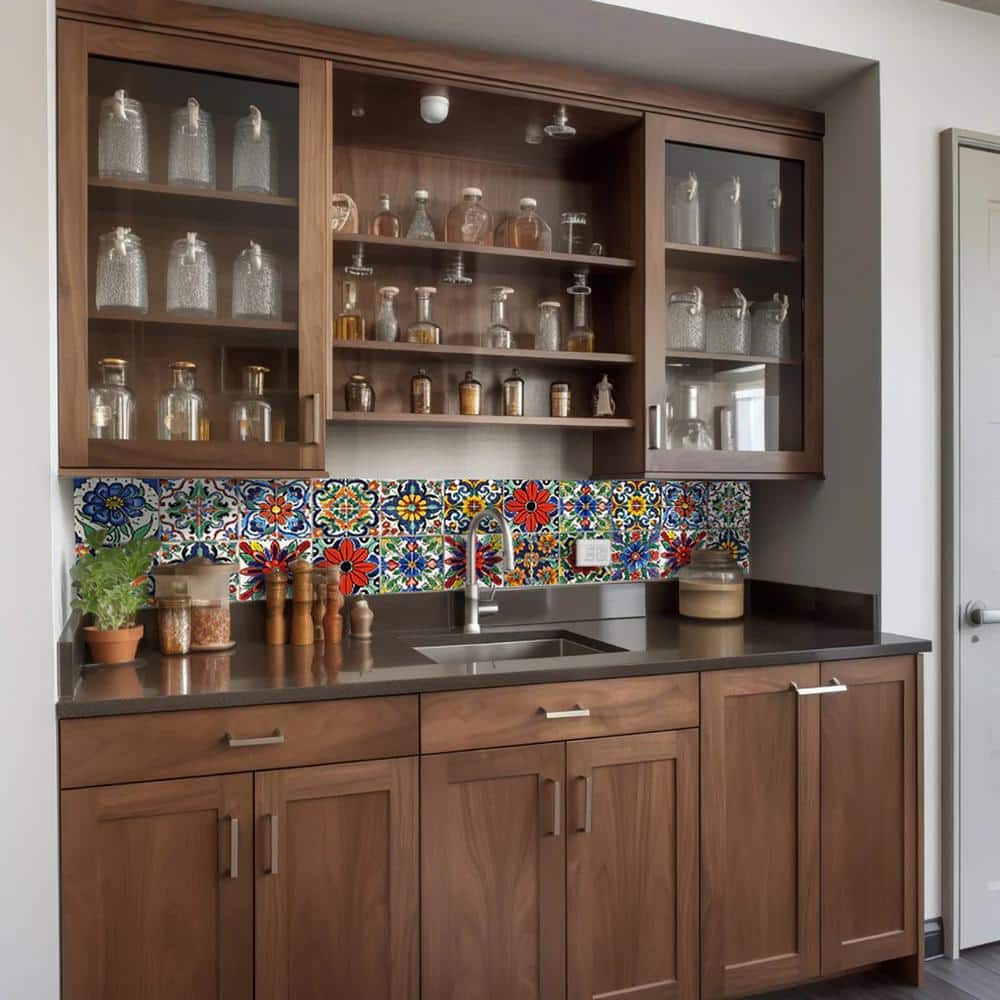 Colorful 4x4-inch Vinyl Peel and Stick Mosaic Tile Set