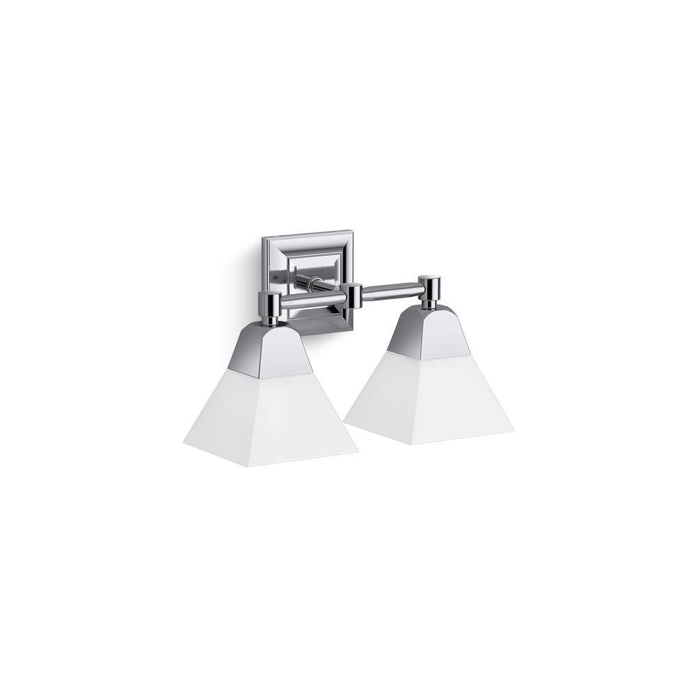 Elegant Moderne Brushed Gold 2-Light Bathroom Sconce