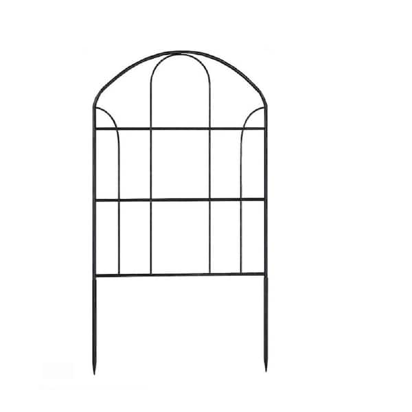 Mr. Garden 13 in. H x 24 in. W Black Timber Battened Arched Iron Garden Fence (10-Pack)