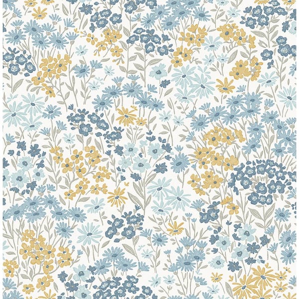Light Blue Ditsy Daisies Wallpaper