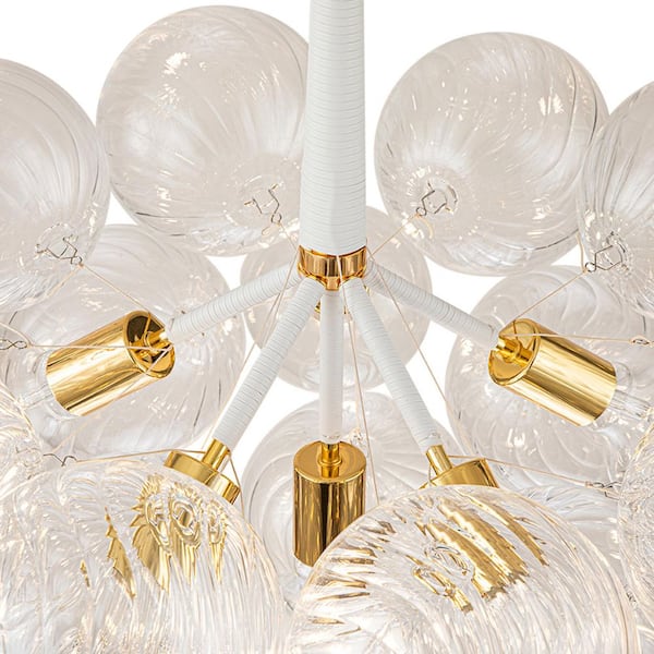 HUOKU Alma 6-Light 24.8 in.W Gold and White Cluster Bubble