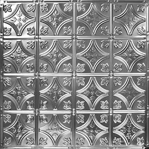 24 in. x 24 in. Pattern Number-3 Brushed Satin Nickel Tin Wall Tile Backsplash Kit (5-Pack)
