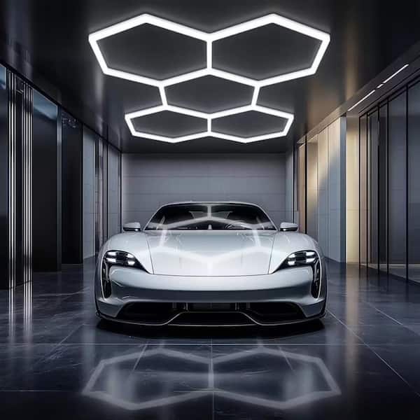 95 in. Hexagon Garage Lights, 5000K 17280LM LED Strip Light Fixture for Car Detailing Shop, ETL Certified (5-Hex)