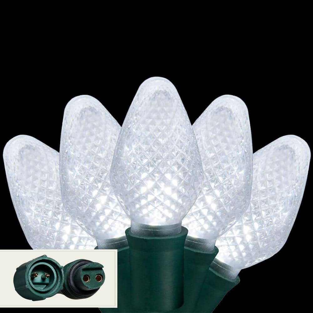 24 ft. 25-Light LED Cool White Commercial C7 String Lights with Watertight 