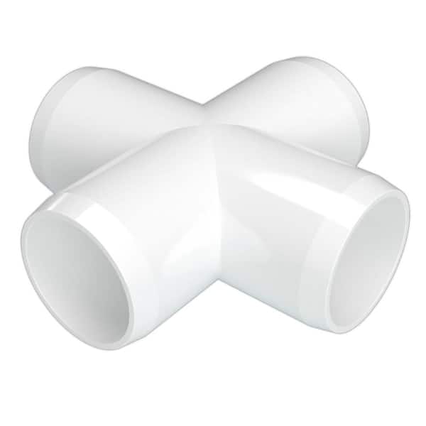 White FORMUFIT F112CRX-WH-4 Cross PVC Fitting Furniture Grade Pack of 4 1-1/2 Size 