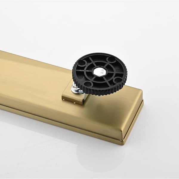 24 in. Linear Shower Drain with Leveling Feet in Brushed Gold