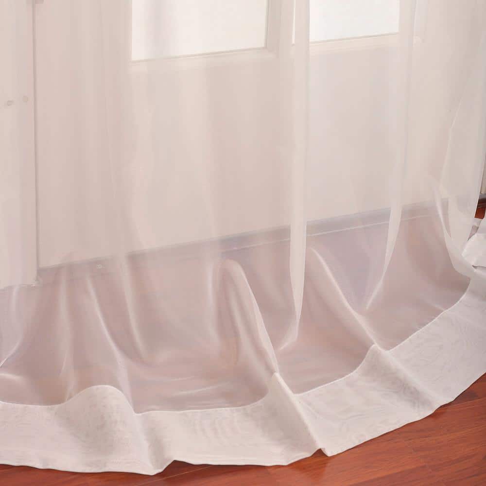 Off White Sheer Voile Rod Pocket Back Tab Curtains, 50 x 84 in