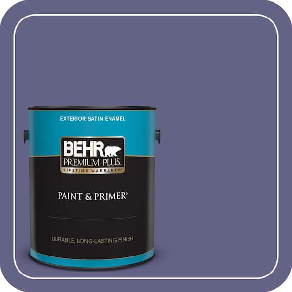 BEHR PREMIUM PLUS 1 gal. #640D-7 Pharaoh Purple Satin Enamel Exterior Paint & Primer