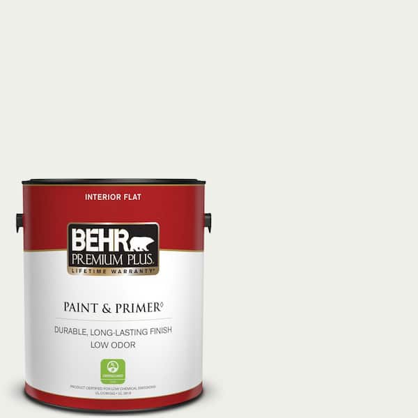 BEHR PREMIUM PLUS 1 gal. Designer Collection #DC-004 Winter White Flat Low Odor Interior Paint & Primer