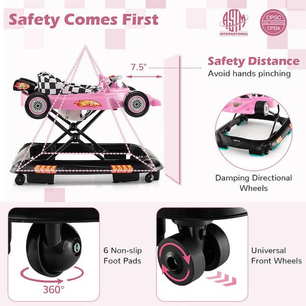 Gymax 4-in-1 Foldable Baby Walker with 3-Level Adjustable