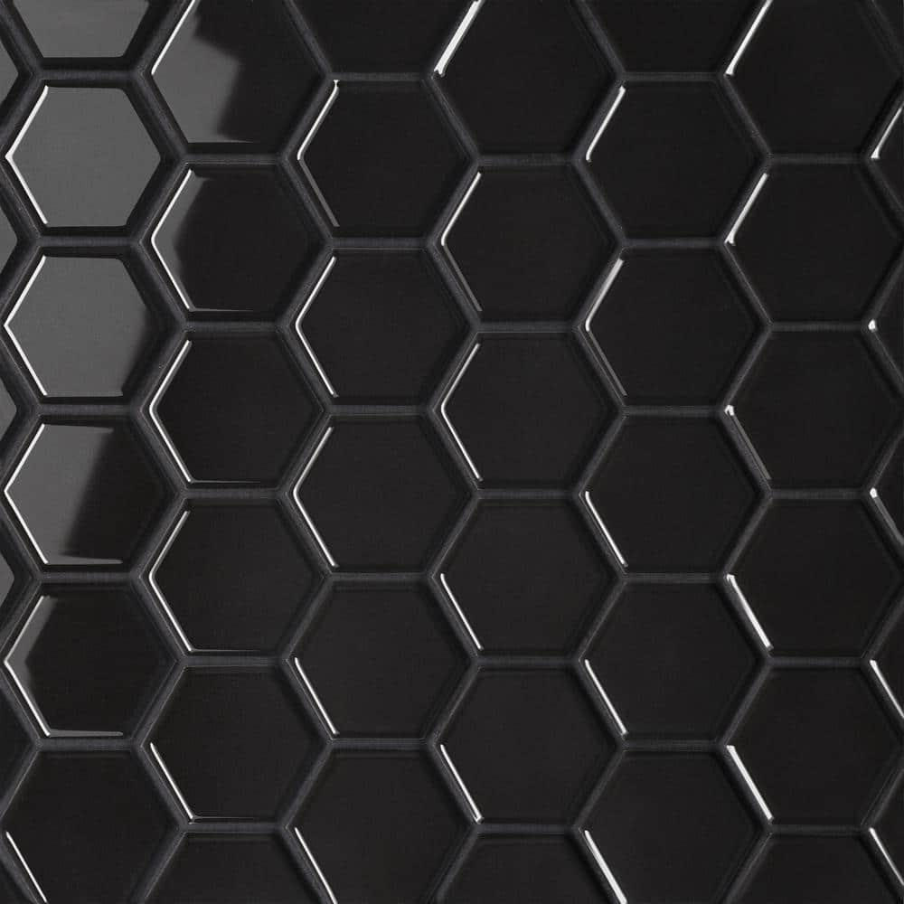 Sample-Le Cafe 4 in. x 5 in. Black Porcelain Mosaic Tile price history on PriceWatchPro