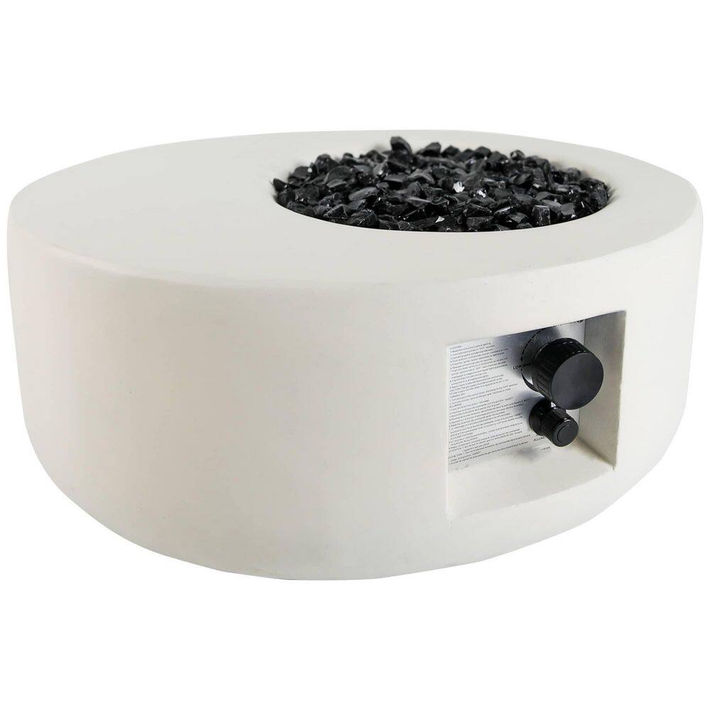 26 Inch White Round MGO Propane Fire Pit Table