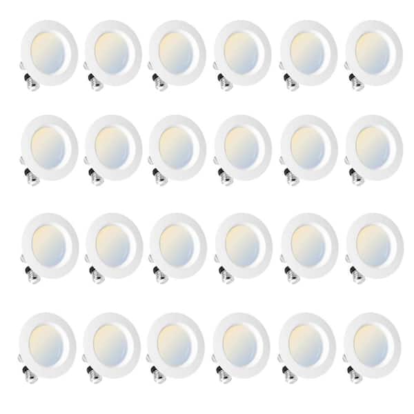 InfiBrite 4 in. 5CCT Selectable 9-Watt 750 Lumens Recessed Retrofit LED Sleek Series Downlight Kit, Dimmable, Wet Rated (24-Pack)