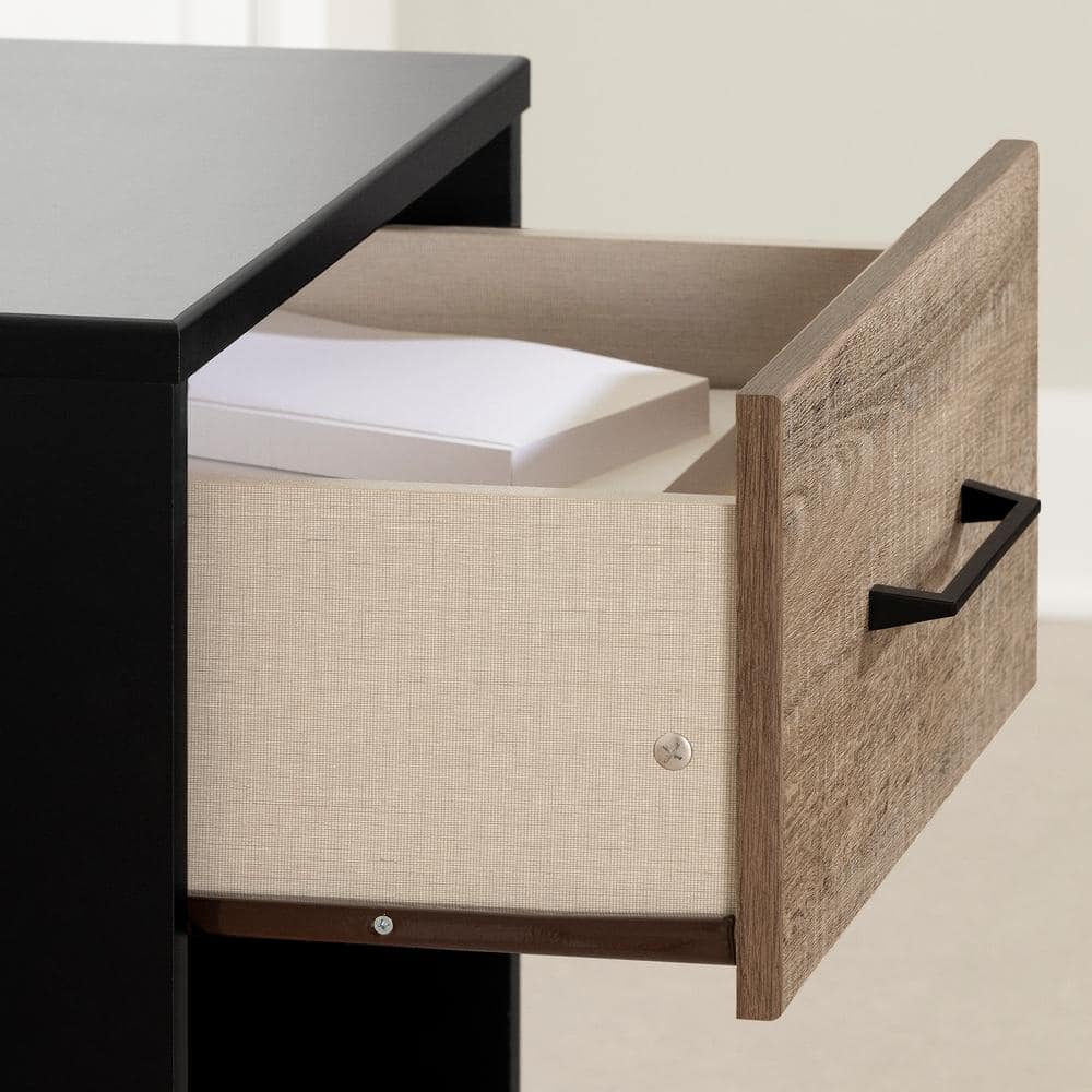 Arlen Weathered Oak and Matte Black 1-Drawer Nightstand