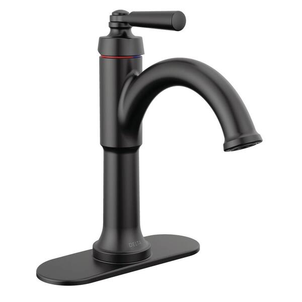 Delta Saylor 4 in. Centerset 1Handle Bathroom Faucet in Matte Black 535BLMPUDST The Home Depot