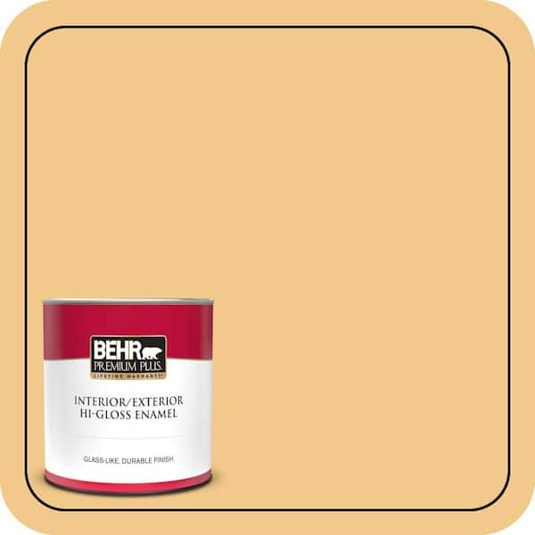 BEHR PREMIUM PLUS 1 qt. Home Decorators Collection #HDC-CL-16 Beacon Yellow Hi-Gloss Enamel Interior/Exterior Paint & Primer