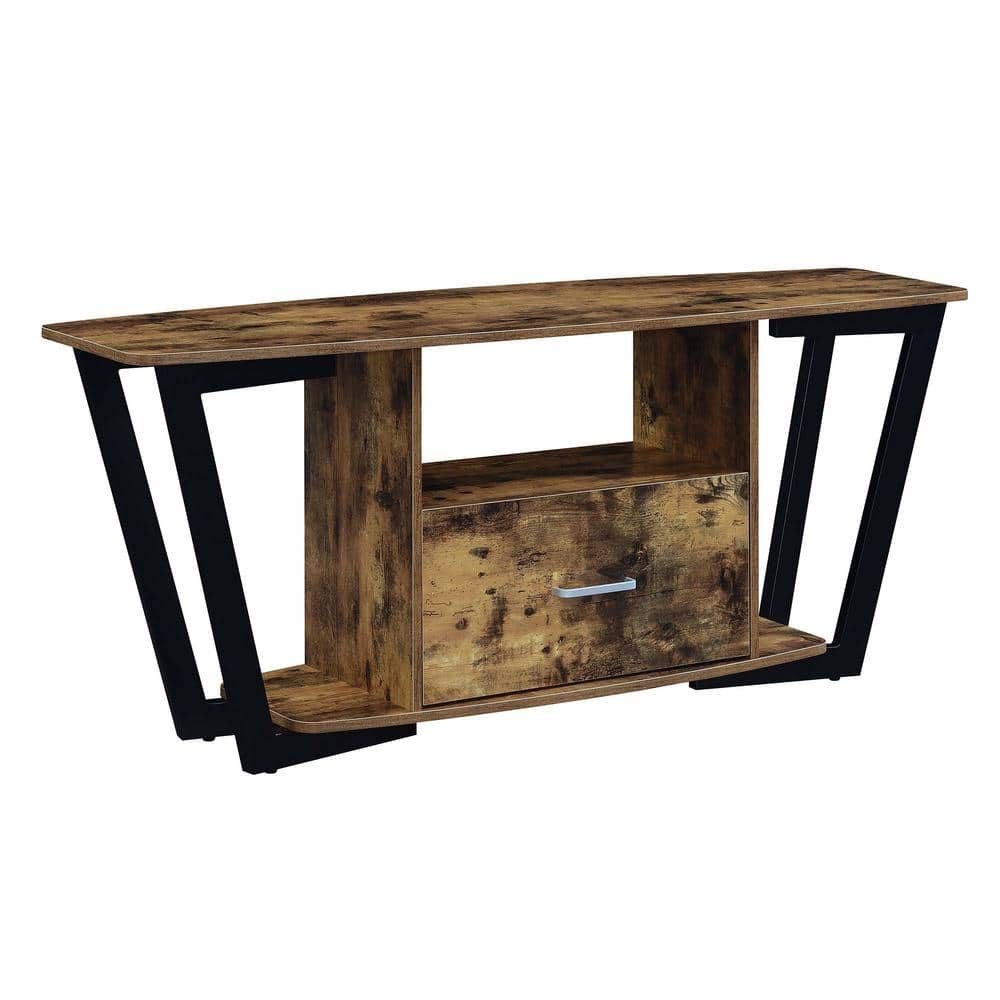 Barnwood and Black 58" Industrial TV Stand with Cabinet