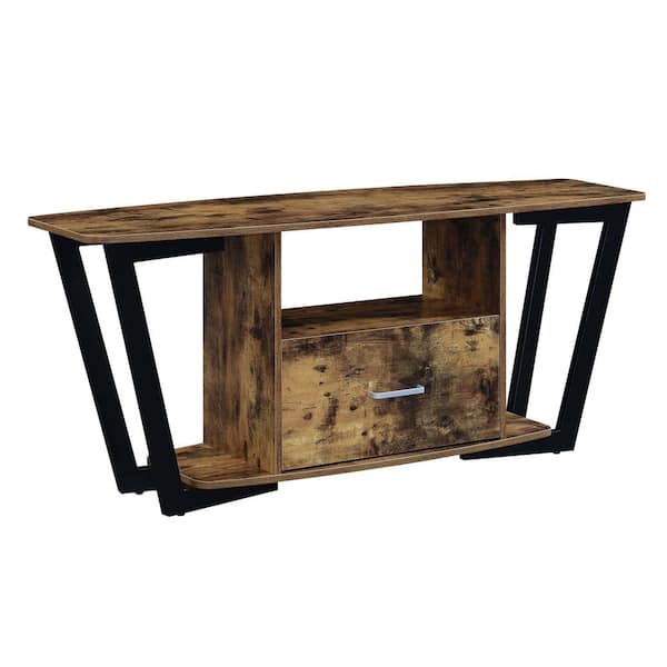 Convenience Concepts Graystone 58 in. Barnwood/Black TV Stand with 1 Drawer Fits TVs up to 65 in.