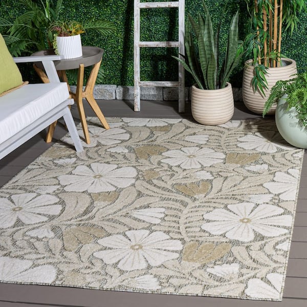Cabana 5 x 8 Green/Ivory Floral Area Rug