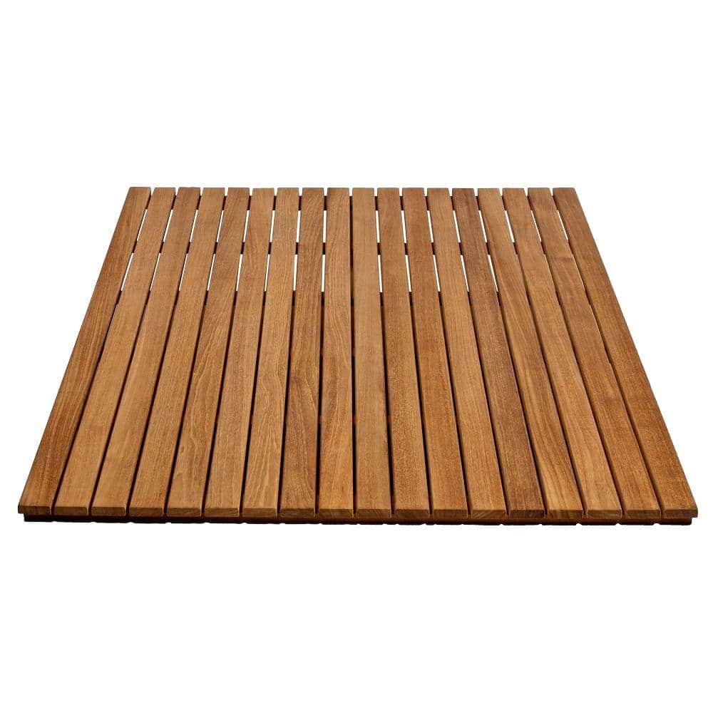 36 in. x 48 in. Bathroom Shower Mat in Natural Teak