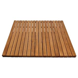 36 in. x 48 in. Bathroom Shower Mat in Natural Teak