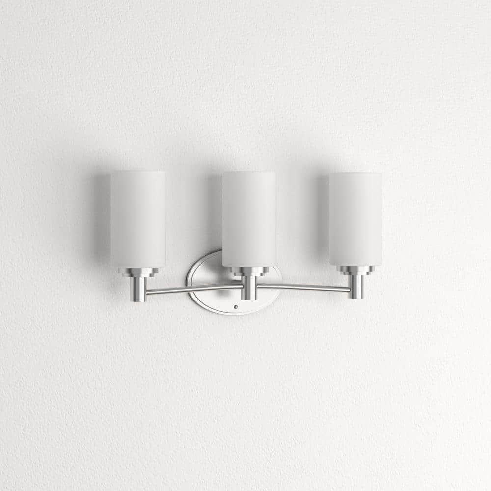 Elegant Brushed Nickel 3-Light Vanity with Frosted Glass Shades