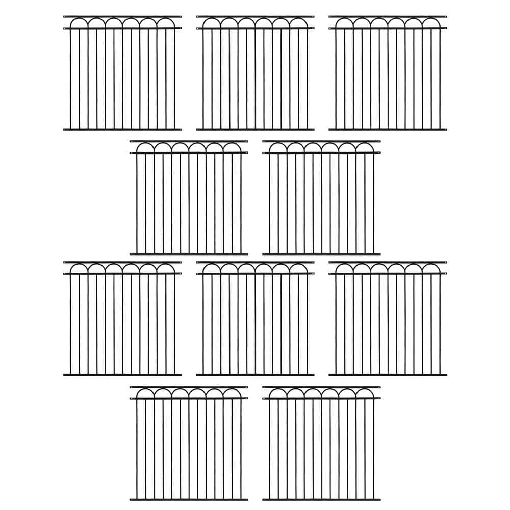 Heavy Duty, Anti-Rust 5 ft. x 5 ft. Black Steel Space Bar Arc Decorative Garden Fence Panel (10-Pack) price history on PriceWatchPro