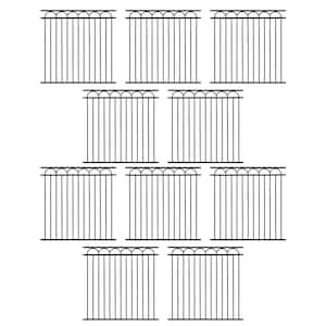 Heavy Duty, Anti-Rust 5 ft. x 5 ft. Black Steel Space Bar Arc Decorative Garden Fence Panel (10-Pack)