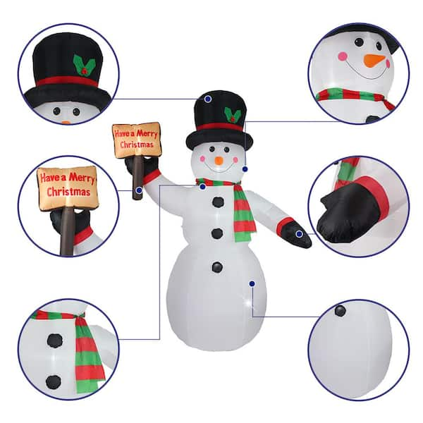 JOYDECOR 8 ft. Pre-Lit Built-In LED Snowman Christmas Inflatable