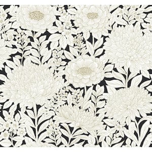 60.75 sq.ft. Cream Wood Block Blooms Wallpaper
