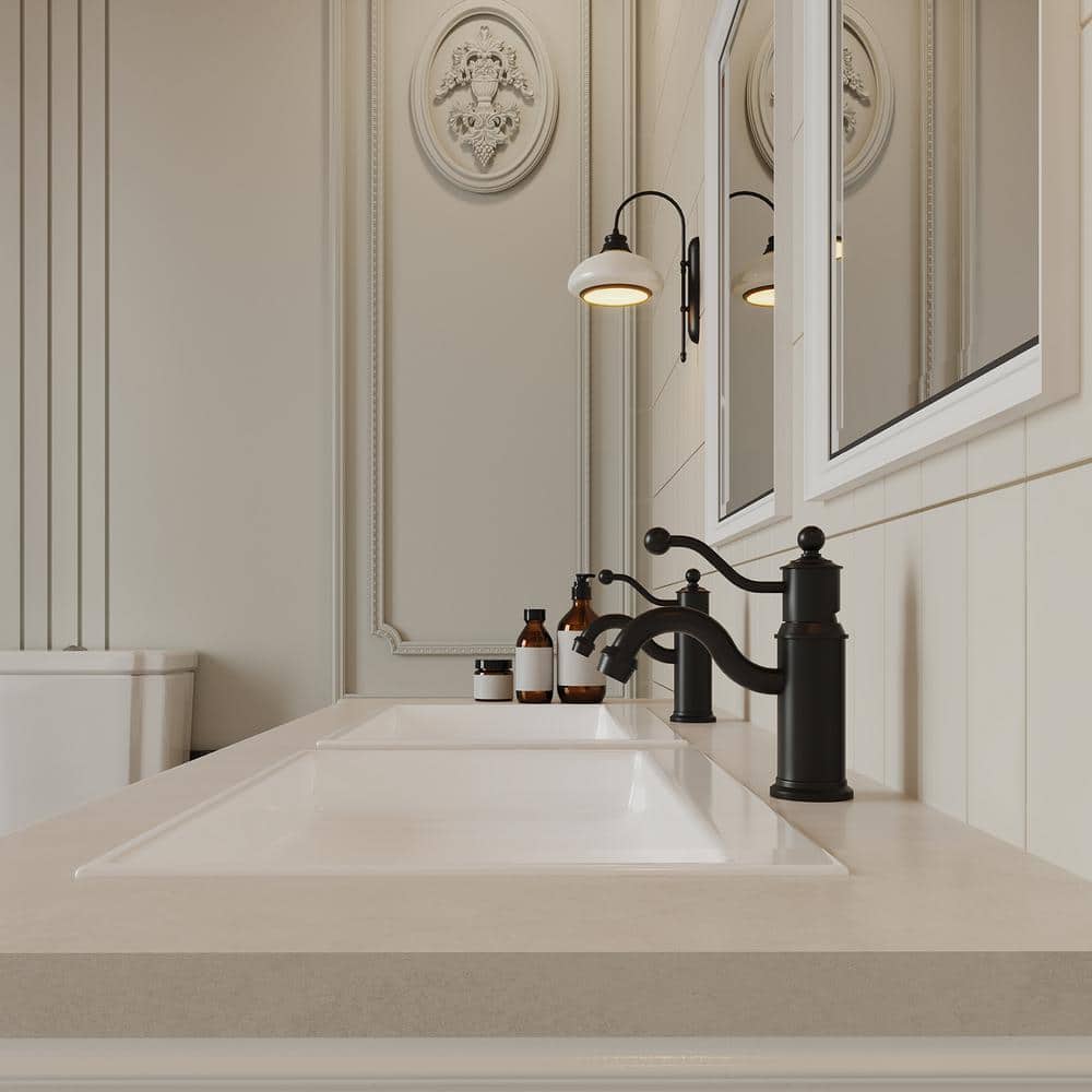 Matte Black Single-Handle Low-Arc Bathroom Faucet with Metal Drain