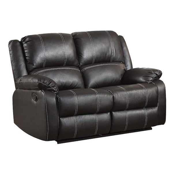 Benjara Bexley Natural Honey and Espresso Leatherette Manual Recliner with Split Tufted Backrest