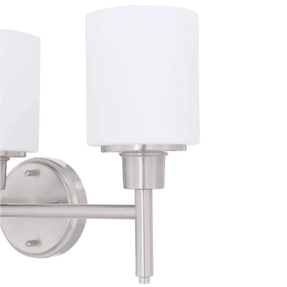 Aubrey Satin Nickel 3-Light Frosted Glass Vanity Light