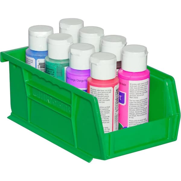 30220 Plastic Stackable Storage Bins, 7 in. x 4 in. x 3 in. Green, 24-pack