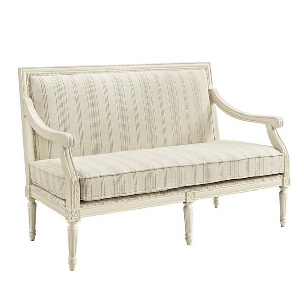 Linon Home Decor Rebecca 55.3 in. Brushed Ivory Pattern Polyester 2-Seater Settee with Wood Frame