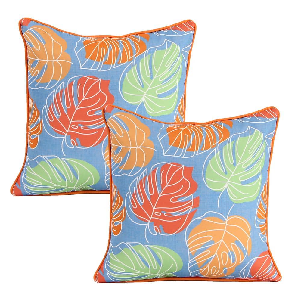 16 in. L x 16 in. W x 4 in. T Square Outdoor Throw Pillow in Multicolor Leaves (2-Pack) price history on PriceWatchPro