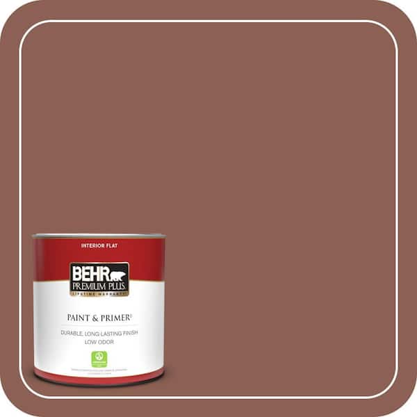 BEHR PREMIUM PLUS 1 qt. #ECC-26-1 Cedar Grove Flat Low Odor Interior Paint & Primer