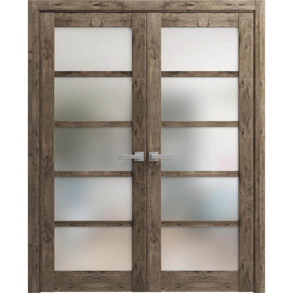 84 in. x 96 in. 2 Panel Cognac Oak Finished Solid MDF Sliding Door with Hardware price history on PriceWatchPro