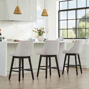 Martin 30 in. Charcoal Grey Solid Wood Frame Swivel Counter Height Bar Stool with Back and Faux Leather Seat (Set of 2)