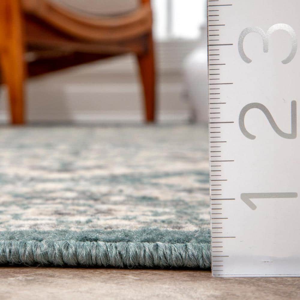 Manor Blue and Beige Synthetic 10' x 14' Rectangular Area Rug