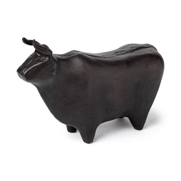 Mercana Taurus II 9 in. L x 4 in. W Black Cast Aluminum Bull Decorative Object