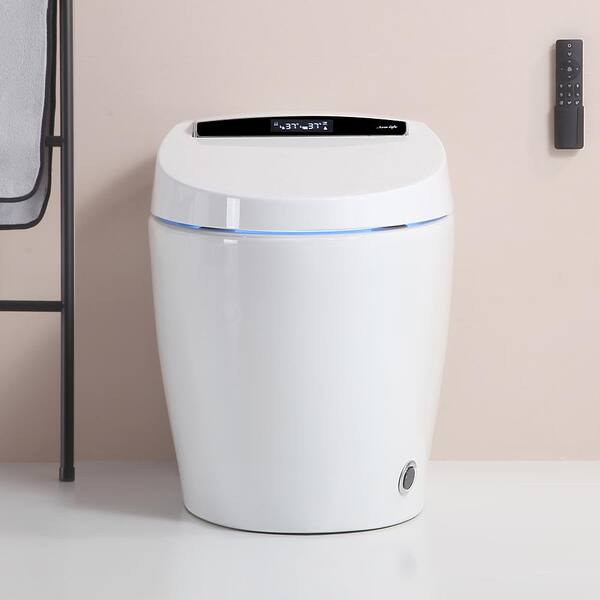 Smart Bidet Toilet with Remote Control and Deodorizing Almond Seat - 1.28 GPF, White