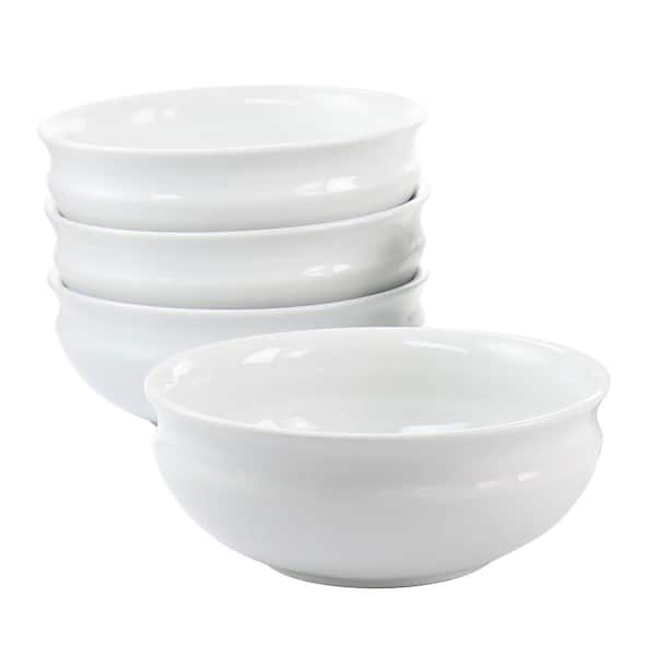 MARTHA STEWART EVERYDAY Hillington 4 Piece 20fl. oz. 6.5 Inch Round Fine Ceramic Bowl Set in White