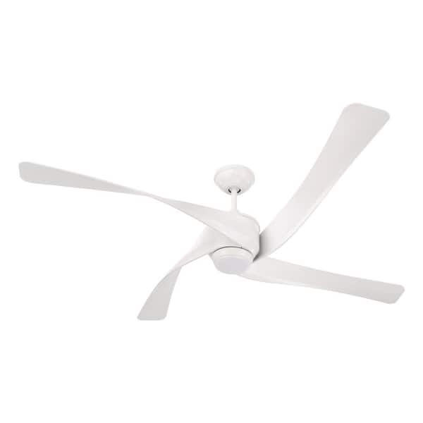 Venn 58 in. White Finish with White Blades Downrod Mount Standard Indoor/Outdoor Ceiling Fan with Wall Control Included