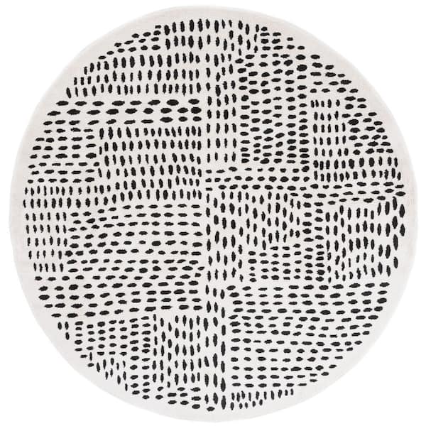 SAFAVIEH Melody 7 ft. x 7 ft. Ivory/Black Geometric Spots Round Area ...