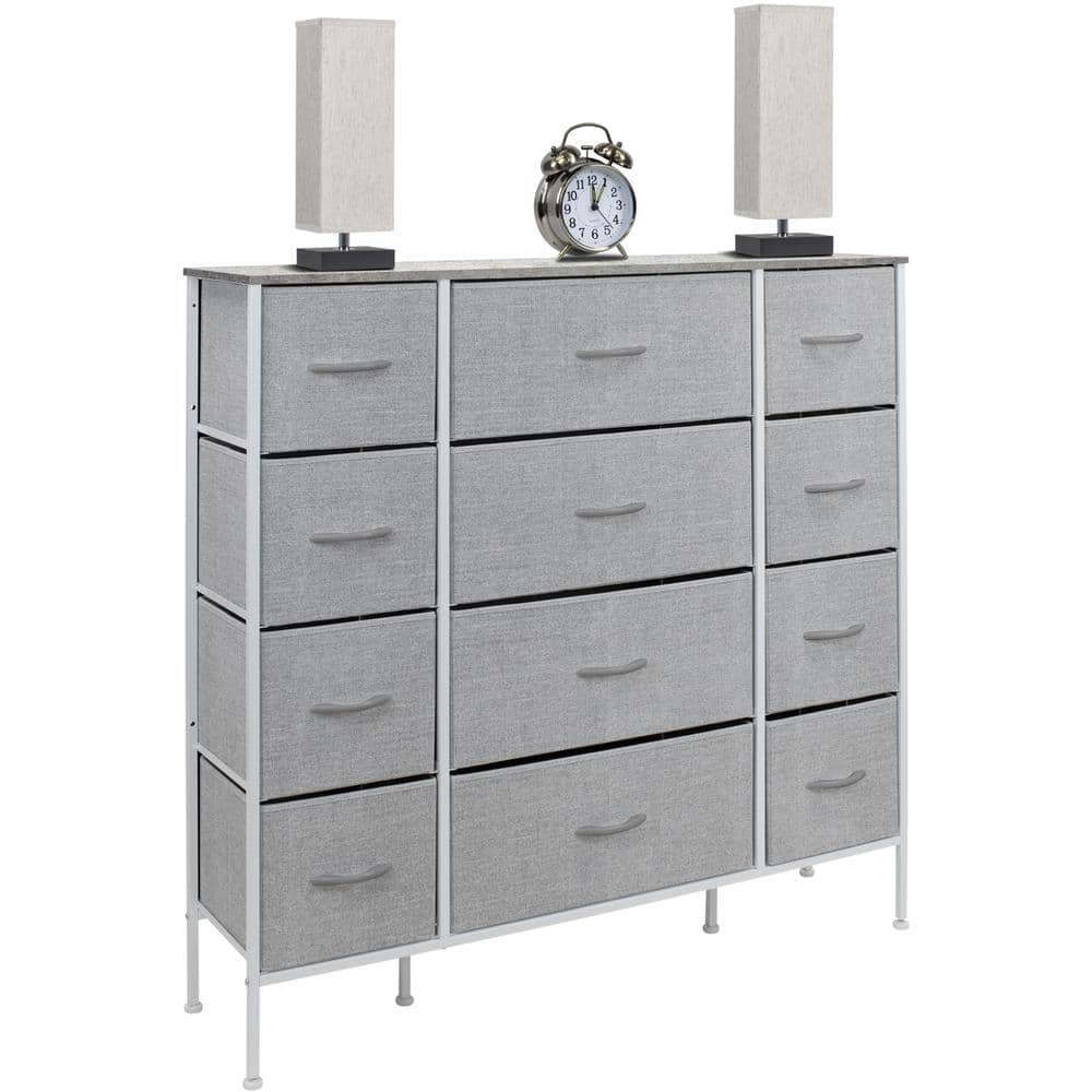 Gray 12-Drawer Nursery Dresser with Soft Close Drawers